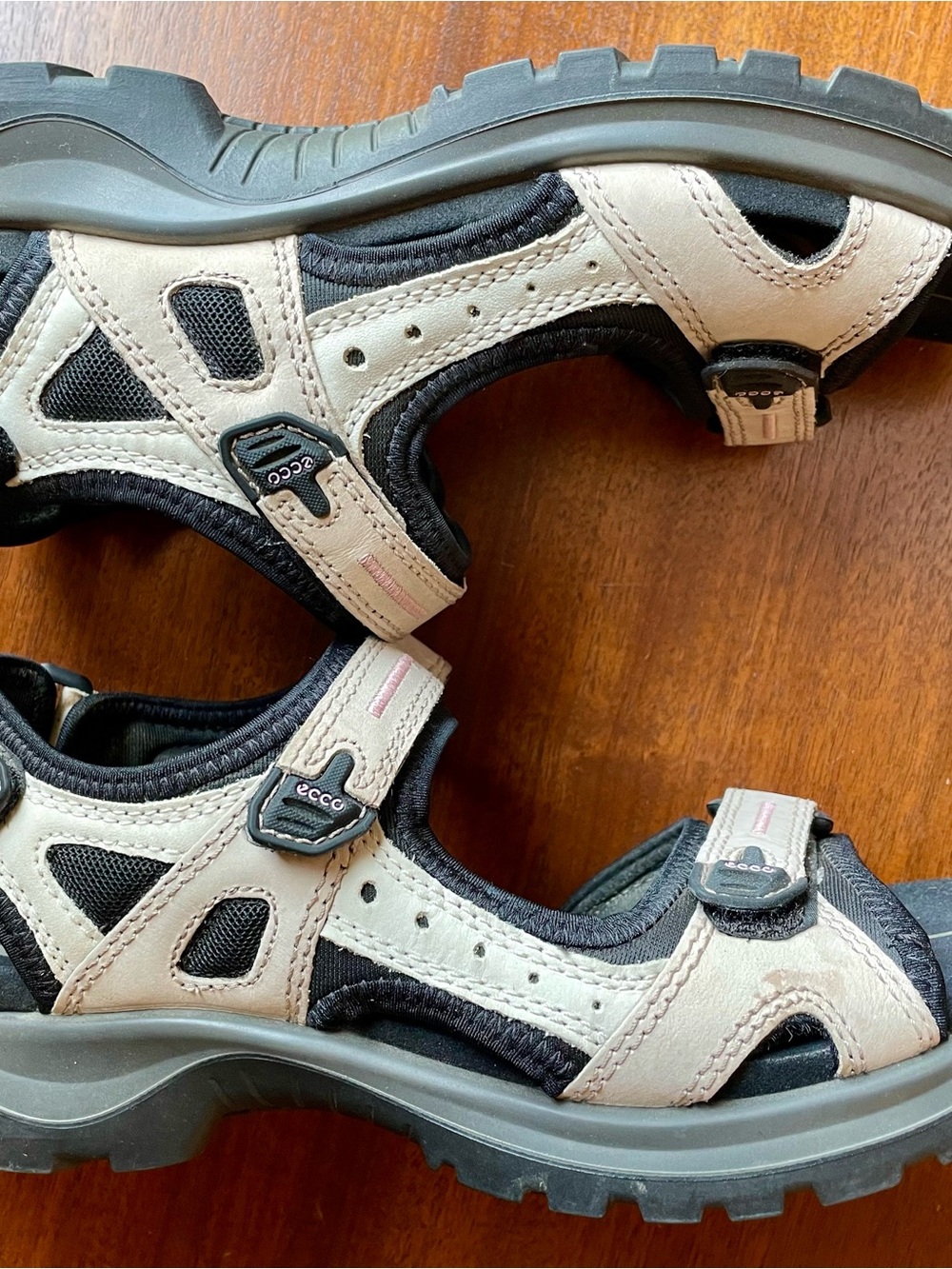 Ecco Beige and Black Women’s Strappy Outdoor Sandals